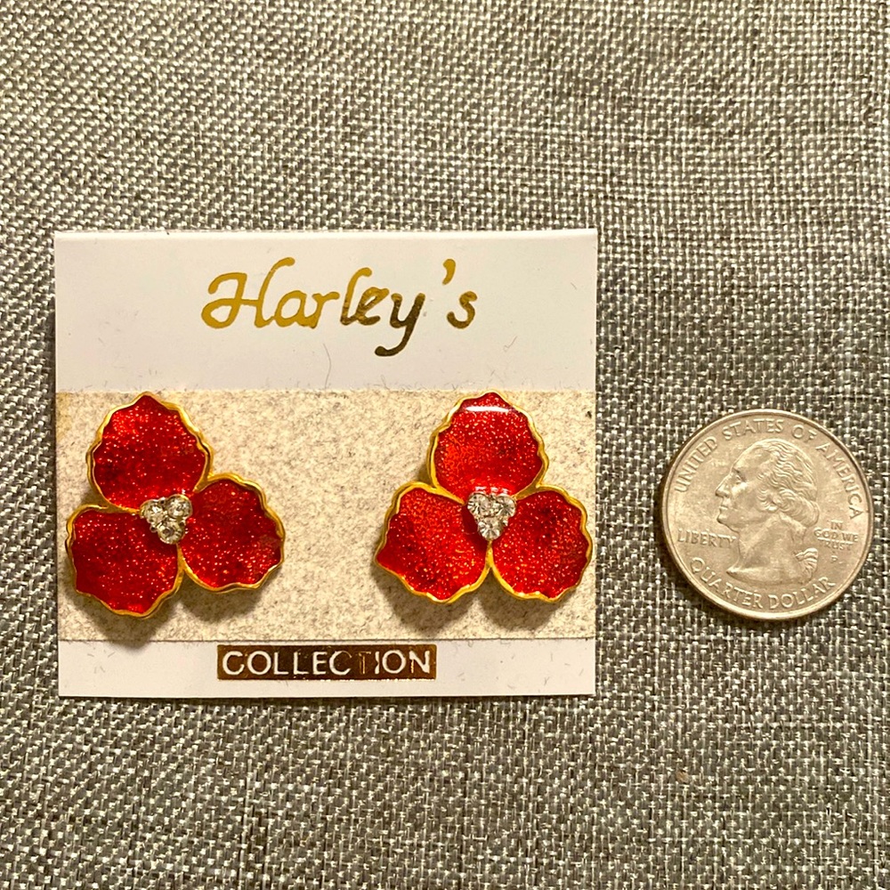 Vintage Poinsettia Inspired Stud Earrings